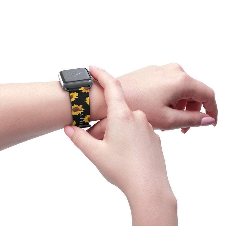 Black Sunflower Apple Watch Band - Image 3