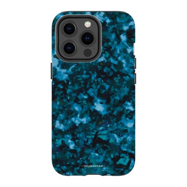 Blue Tortoise Shell Print Tough Phone Case - Image 3