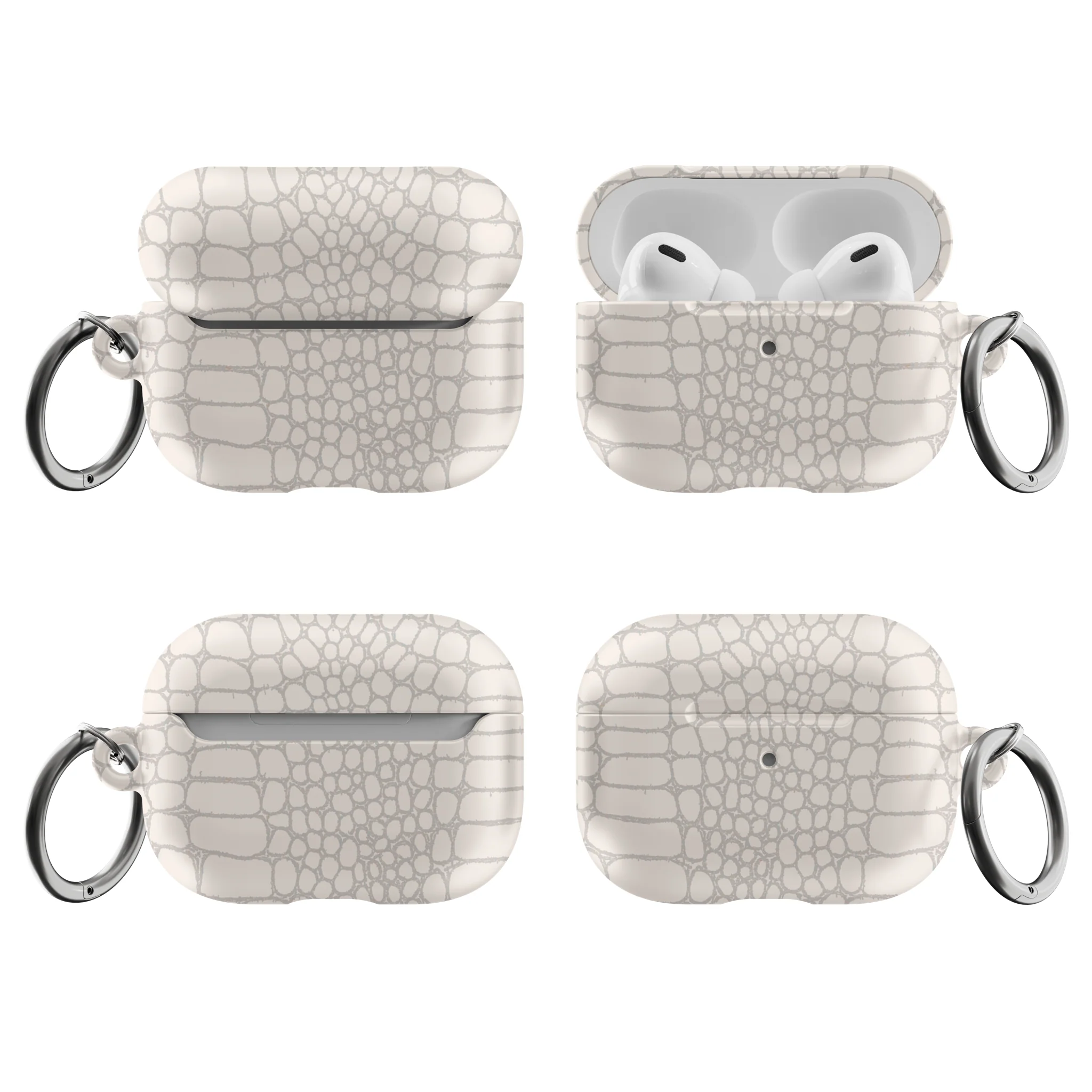 Cream Snakeskin Print Airpods Case - Image 3