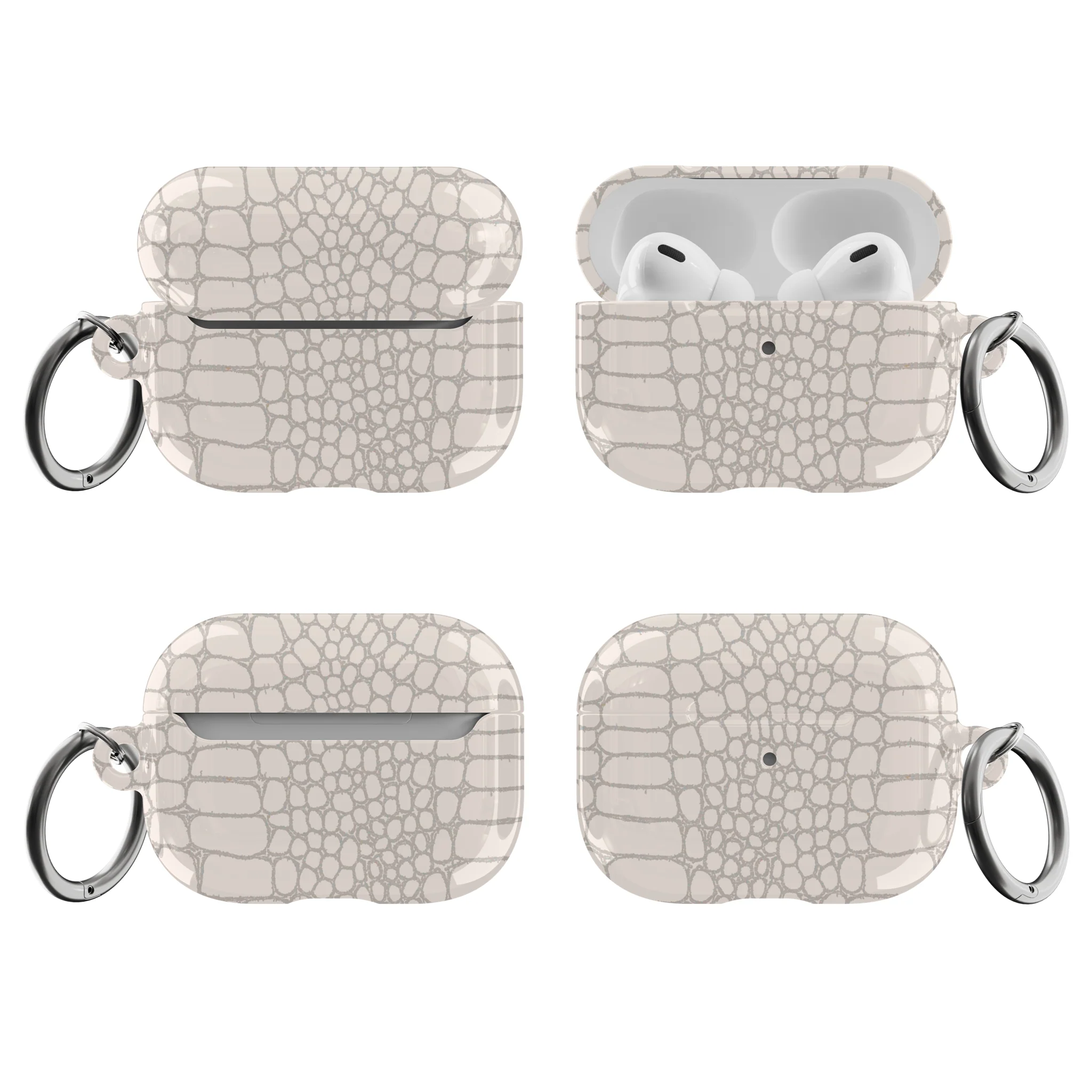 Cream Snakeskin Print Airpods Case - Image 4