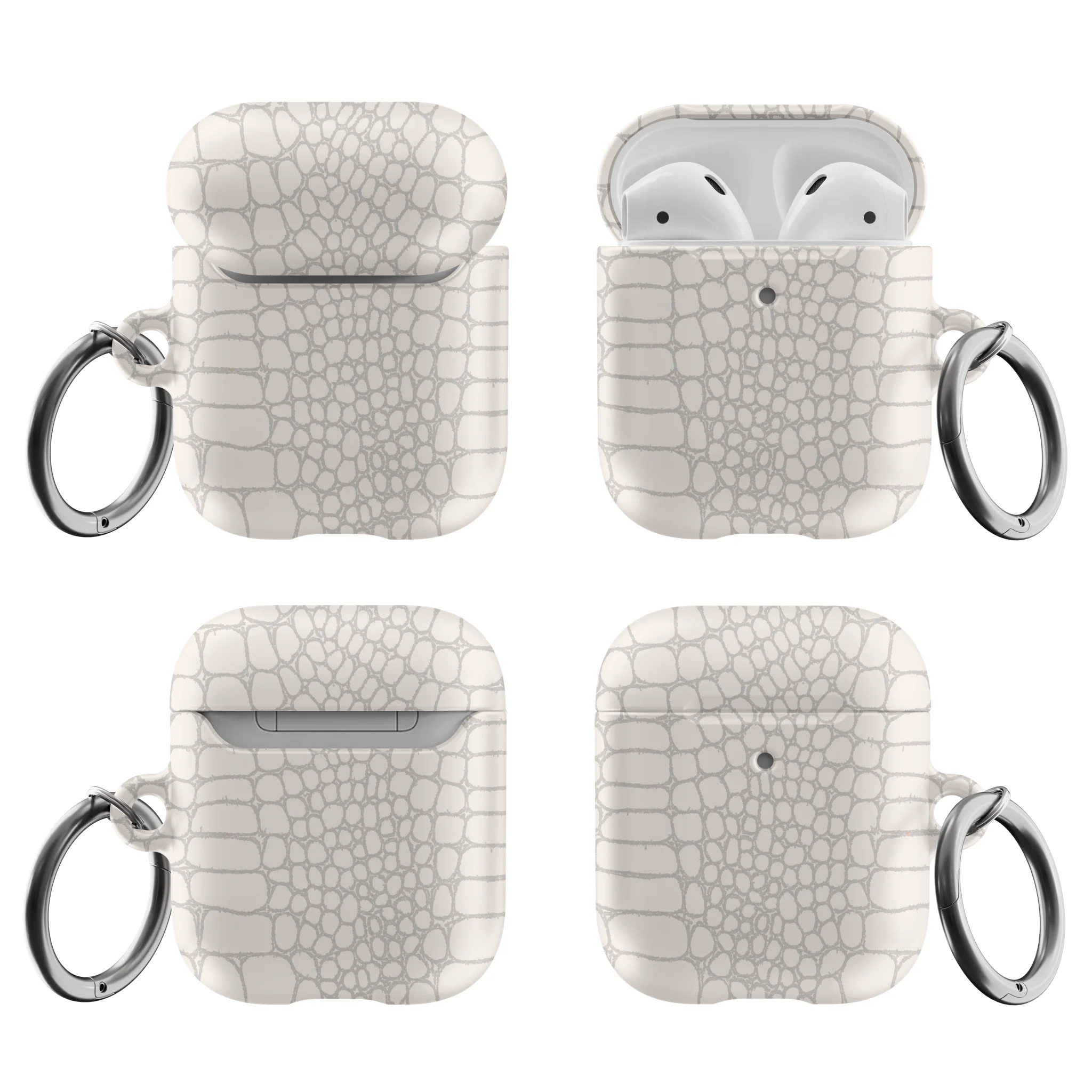 Cream Snakeskin Print Airpods Case - Image 5