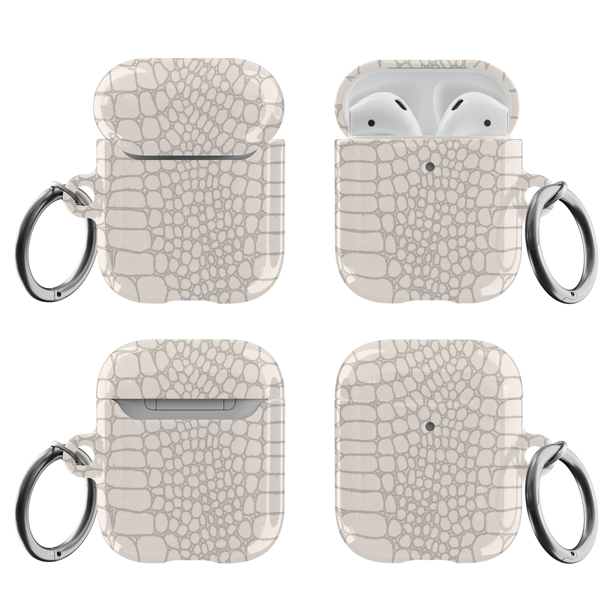 Cream Snakeskin Print Airpods Case - Image 6