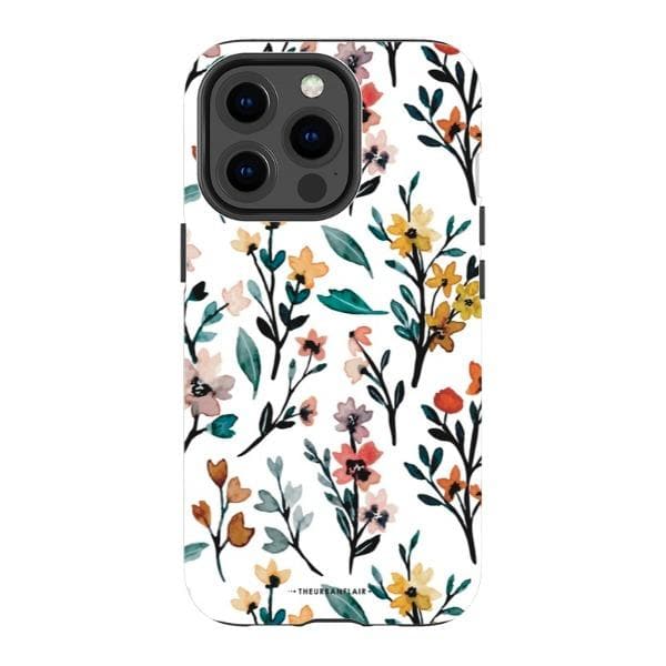 Cute Fall Watercolor Flowers Tough Phone Case - Image 4