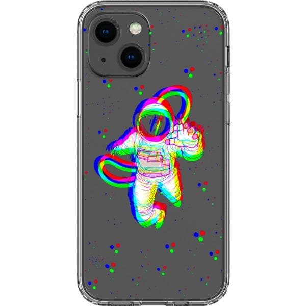 Glitch Floating Astronaut Clear Phone Case - Image 10