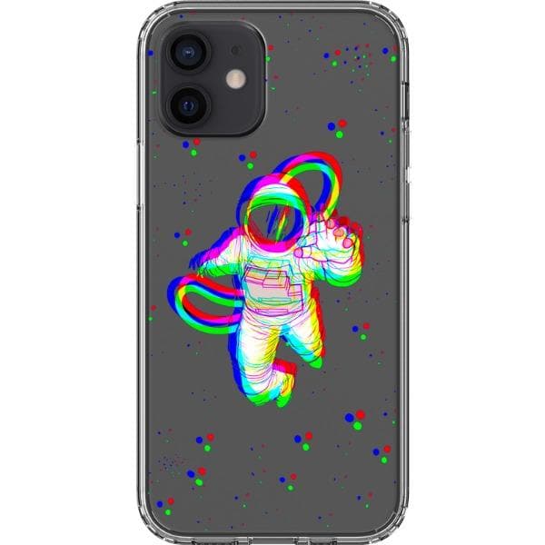 Glitch Floating Astronaut Clear Phone Case - Image 12