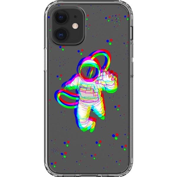 Glitch Floating Astronaut Clear Phone Case - Image 13