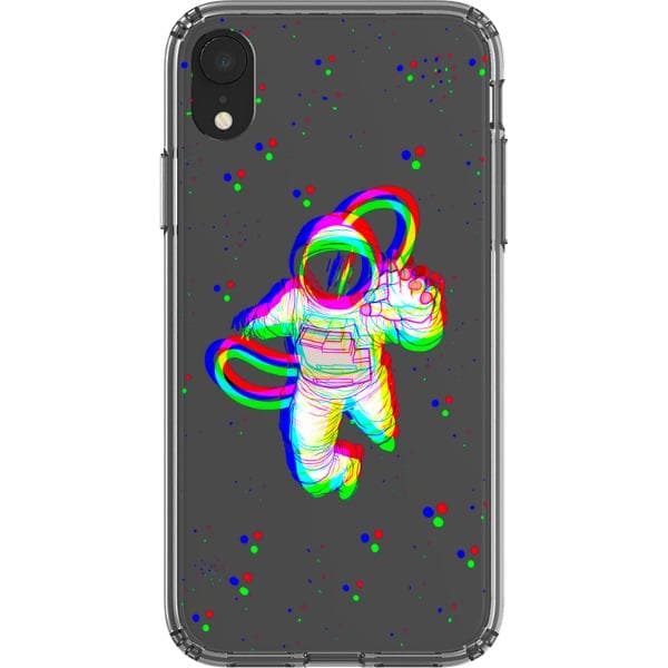 Glitch Floating Astronaut Clear Phone Case - Image 14