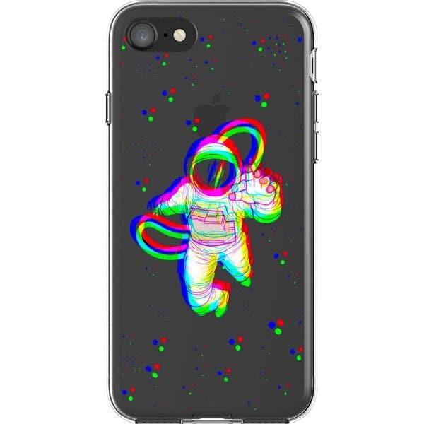 Glitch Floating Astronaut Clear Phone Case - Image 18