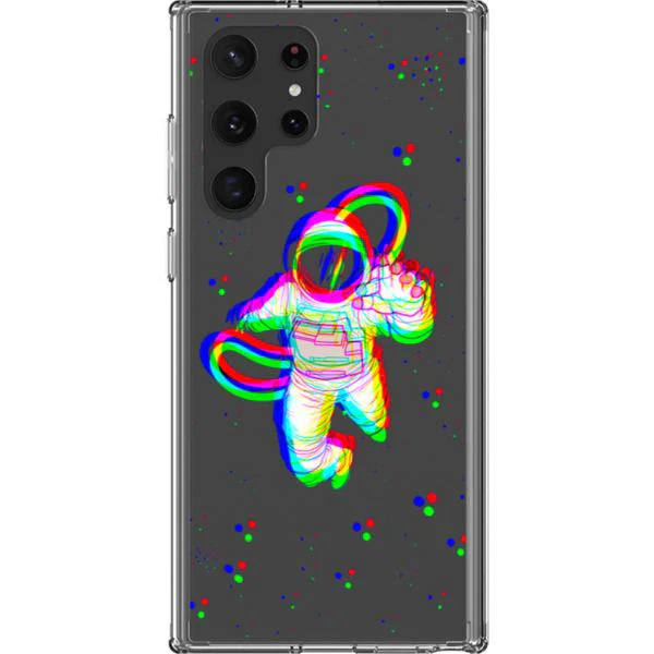 Glitch Floating Astronaut Clear Phone Case - Image 23