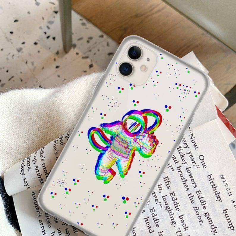 Glitch Floating Astronaut Clear Phone Case - Image 5