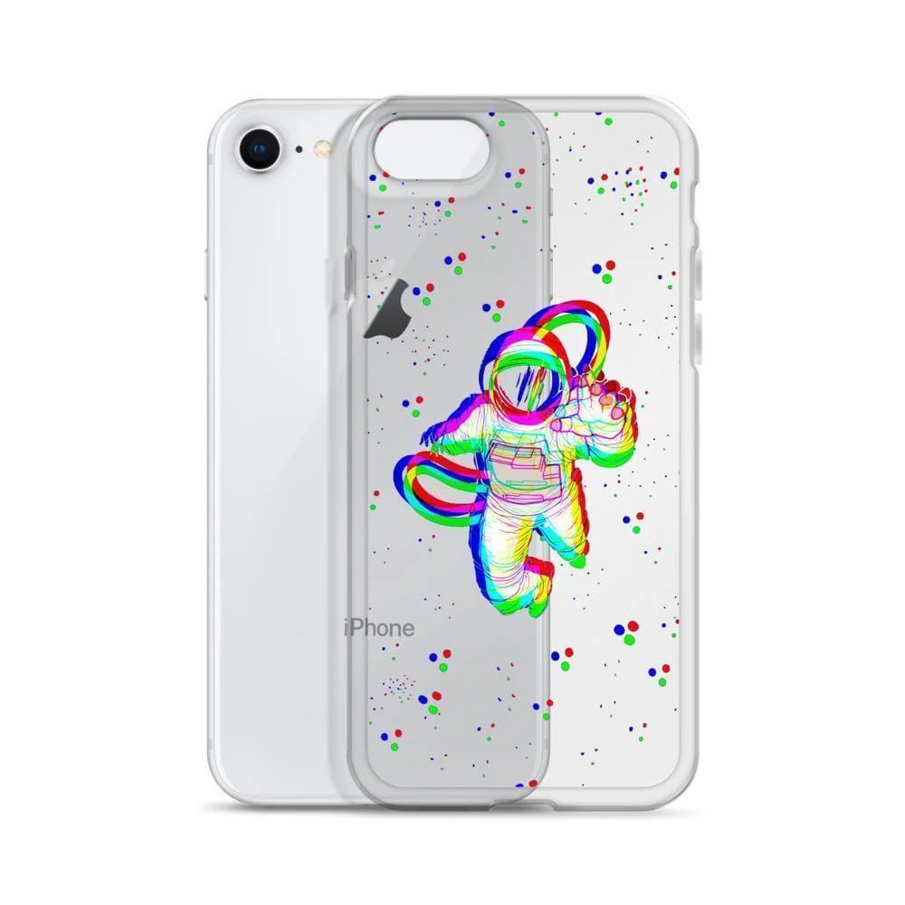 Glitch Floating Astronaut Clear Phone Case - Image 6