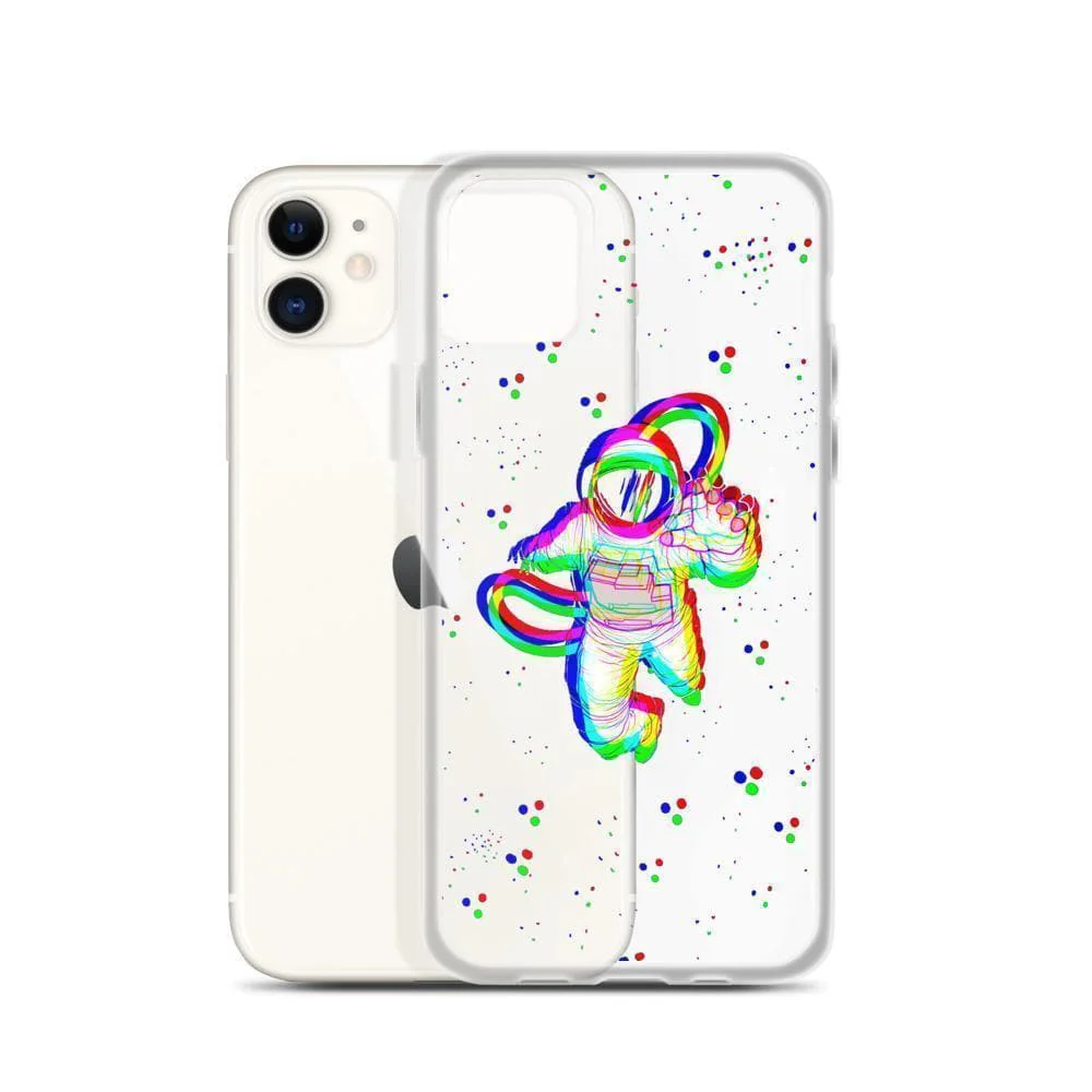 Glitch Floating Astronaut Clear Phone Case - Image 7