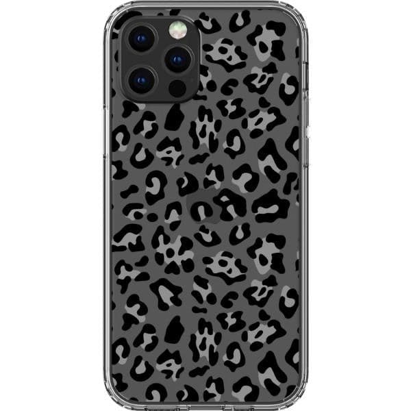 Grey Leopard Animal Print Clear Phone Case - Image 10