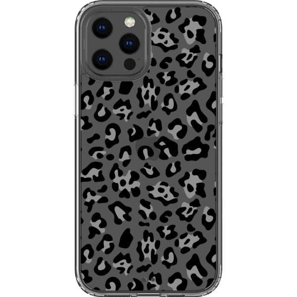 Grey Leopard Animal Print Clear Phone Case - Image 13