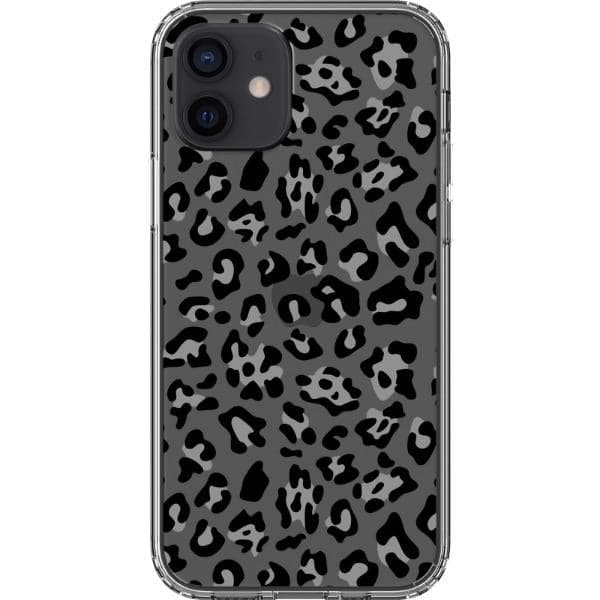 Grey Leopard Animal Print Clear Phone Case - Image 14