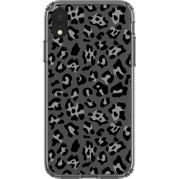Grey Leopard Animal Print Clear Phone Case - Image 16