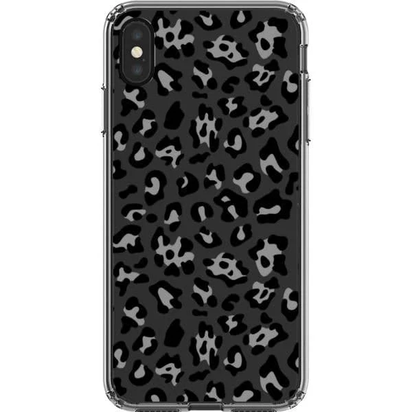 Grey Leopard Animal Print Clear Phone Case - Image 17