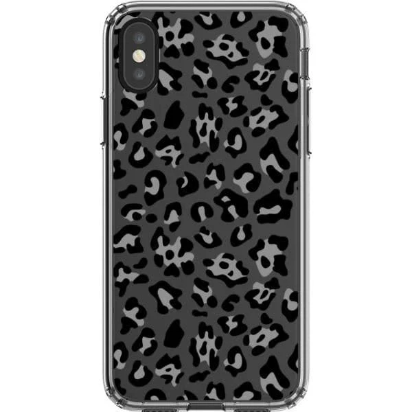 Grey Leopard Animal Print Clear Phone Case - Image 18
