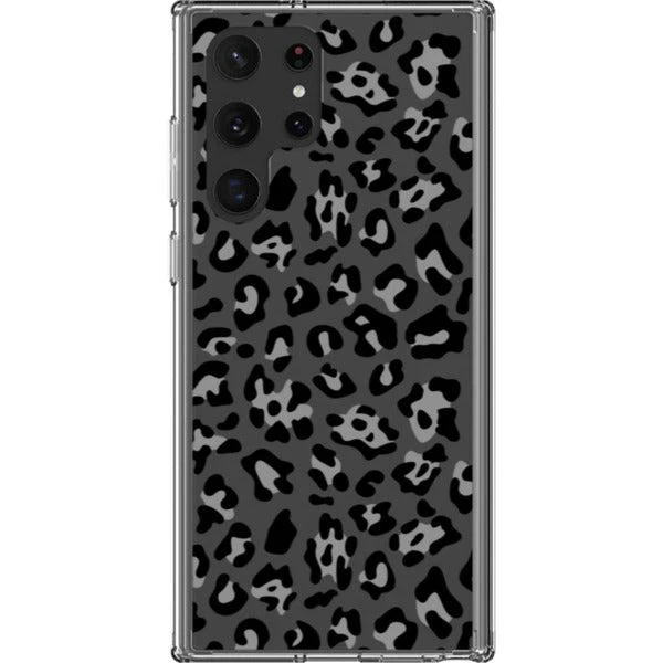 Grey Leopard Animal Print Clear Phone Case - Image 21