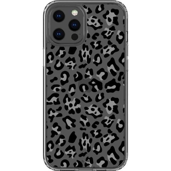 Grey Leopard Animal Print Clear Phone Case - Image 5
