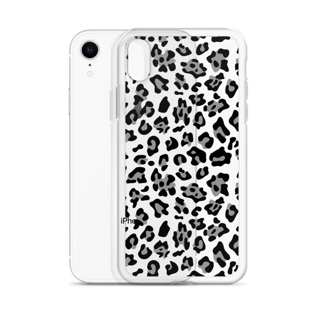 Grey Leopard Animal Print Clear Phone Case - Image 7