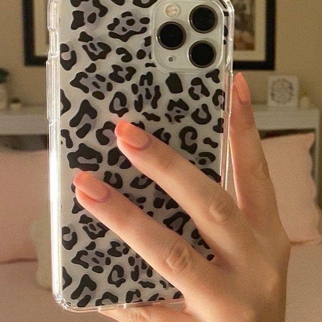 Grey Leopard Animal Print Clear Phone Case - Image 8