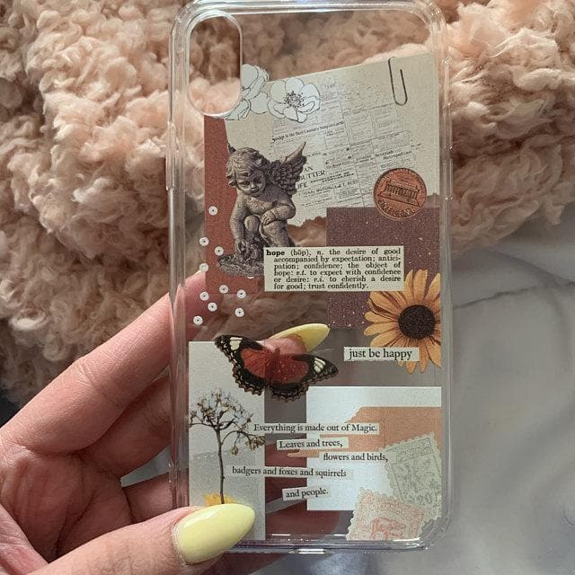Just Be Happy Aesthetic Collage Clear Phone Case - Image 11