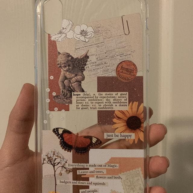 Just Be Happy Aesthetic Collage Clear Phone Case - Image 12