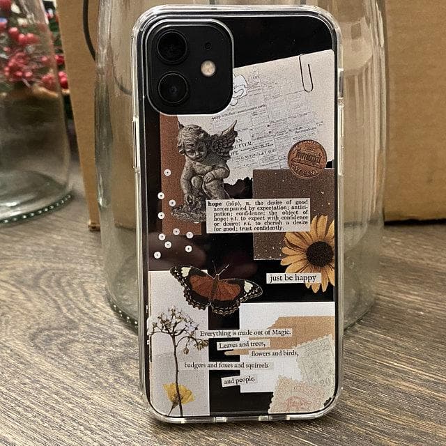 Just Be Happy Aesthetic Collage Clear Phone Case - Image 13