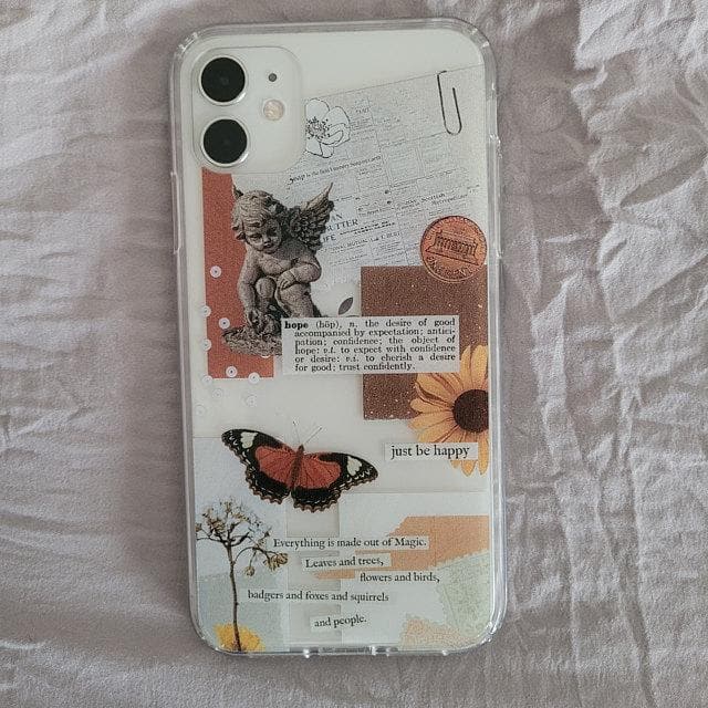Just Be Happy Aesthetic Collage Clear Phone Case - Image 15