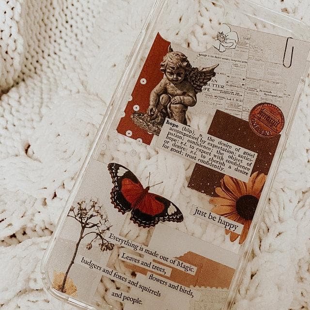 Just Be Happy Aesthetic Collage Clear Phone Case - Image 17