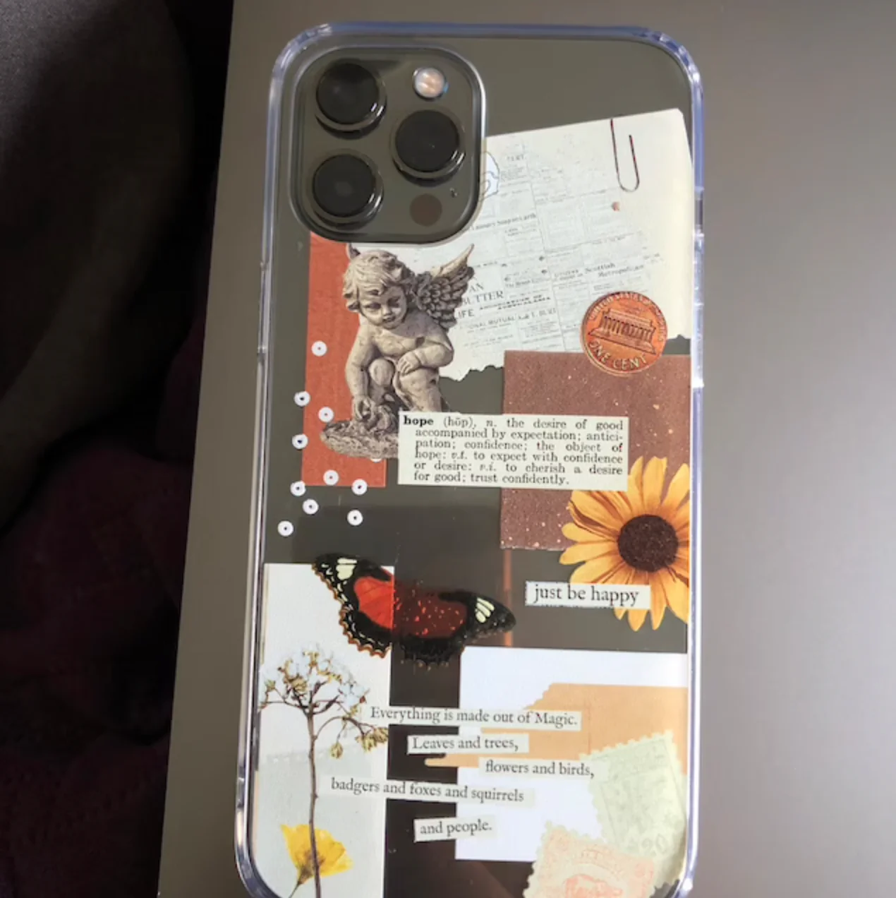 Just Be Happy Aesthetic Collage Clear Phone Case - Image 18
