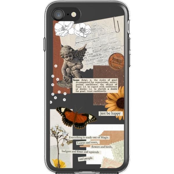 Just Be Happy Aesthetic Collage Clear Phone Case - Image 31