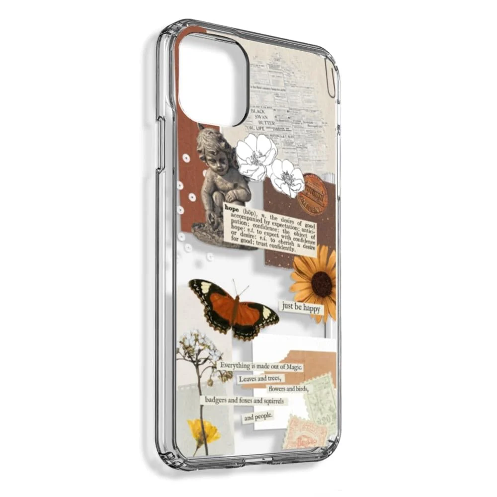 Just Be Happy Aesthetic Collage Clear Phone Case - Image 4