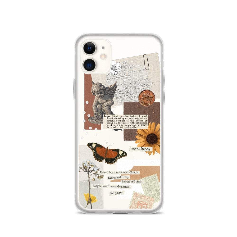 Just Be Happy Aesthetic Collage Clear Phone Case - Image 5