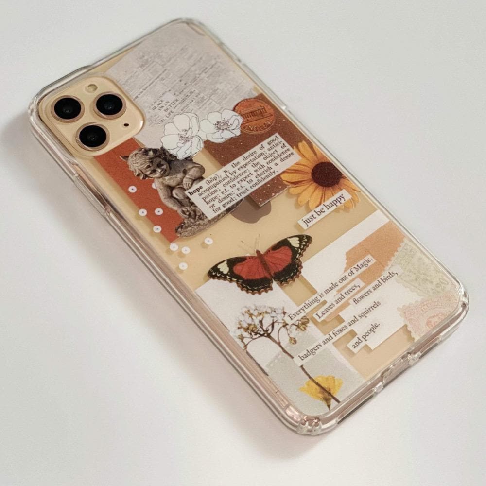 Just Be Happy Aesthetic Collage Clear Phone Case - Image 6