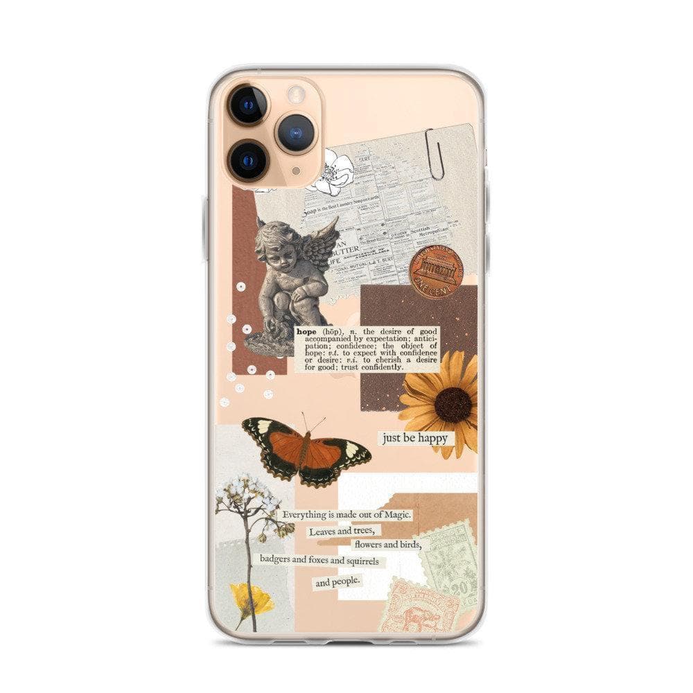 Just Be Happy Aesthetic Collage Clear Phone Case - Image 8