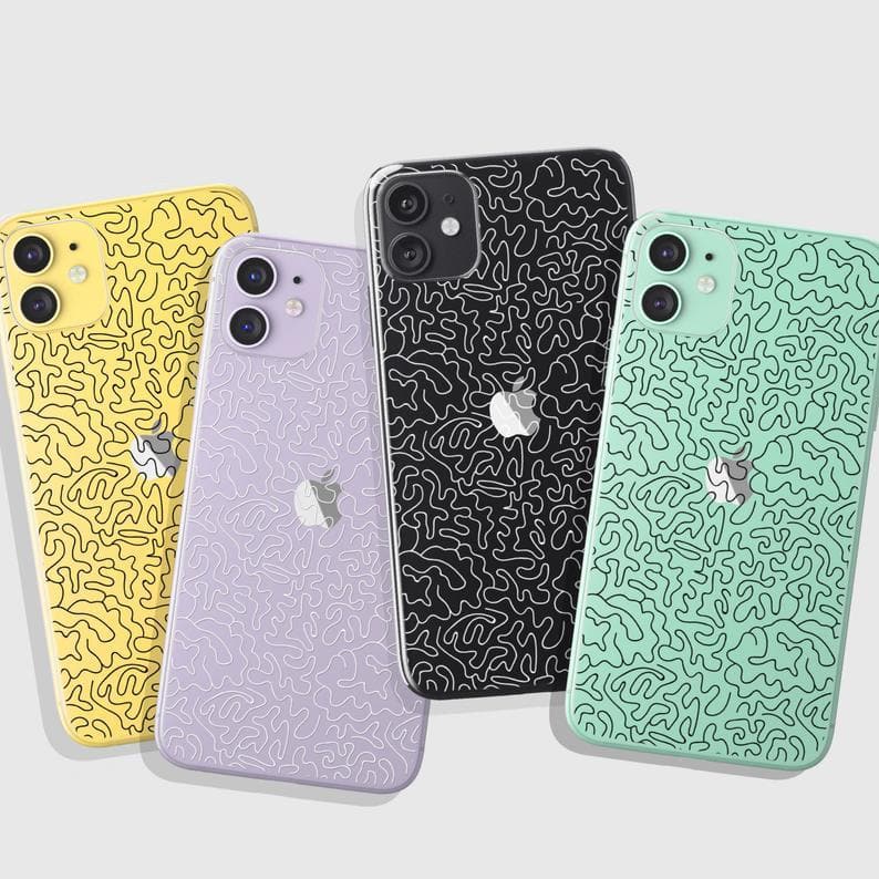 Line Art Doodles Clear Phone Case - Image 6