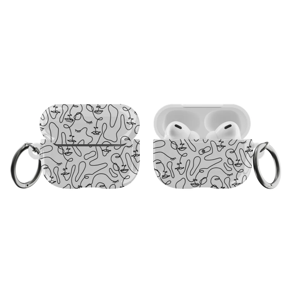 Minimal Line Art Faces Airpods Case - Image 6