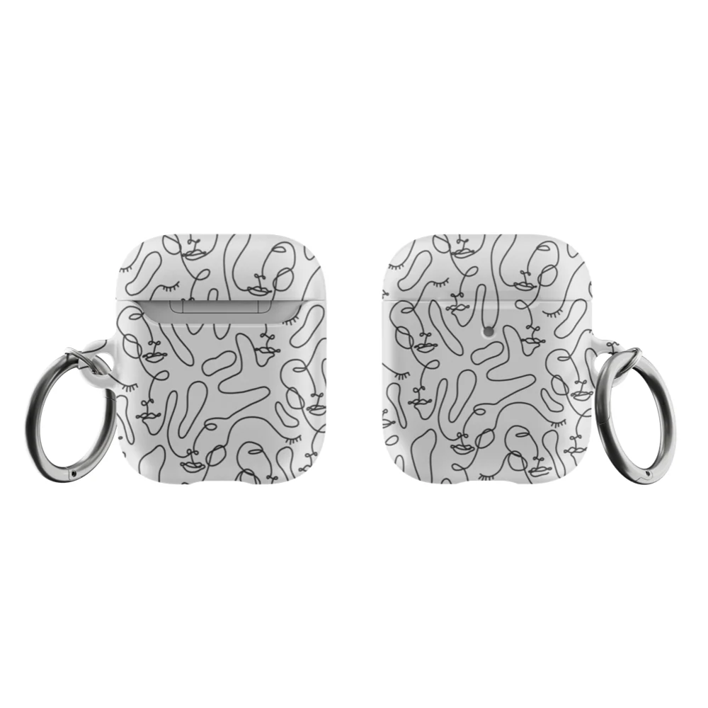 Minimal Line Art Faces Airpods Case - Image 9