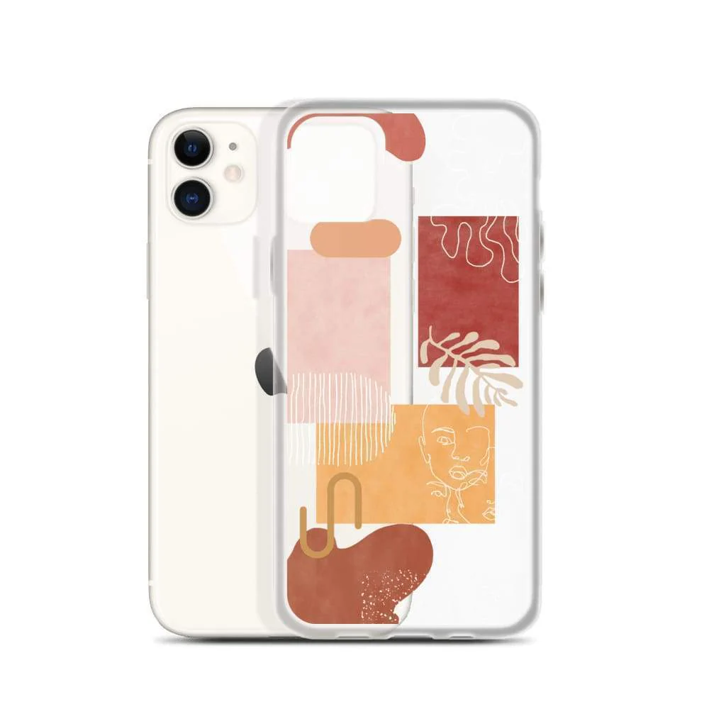 Modern Abstract Collage Clear Phone Case - Image 3
