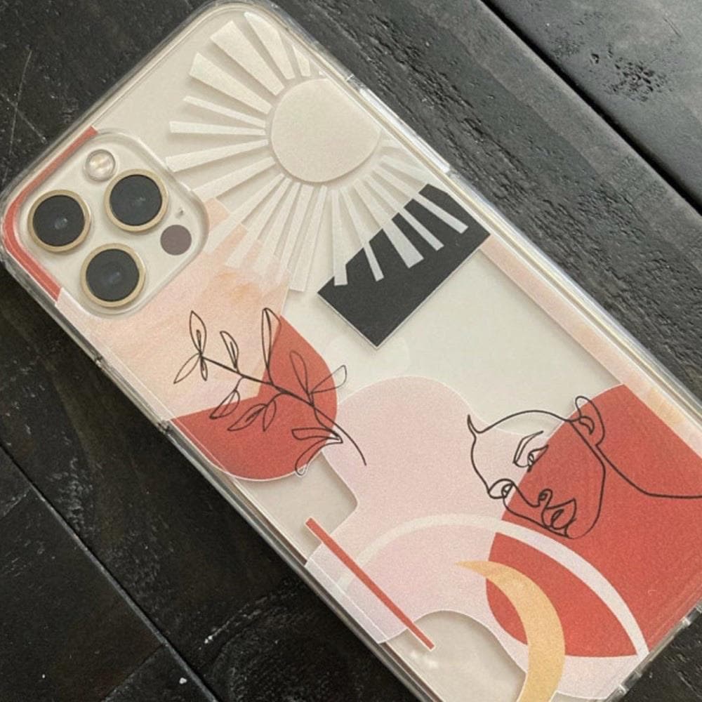 Modern Line Art Collage Clear Phone Case - Image 18