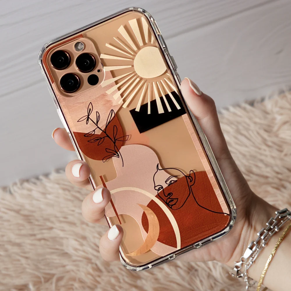 Modern Line Art Collage Clear Phone Case - Image 4