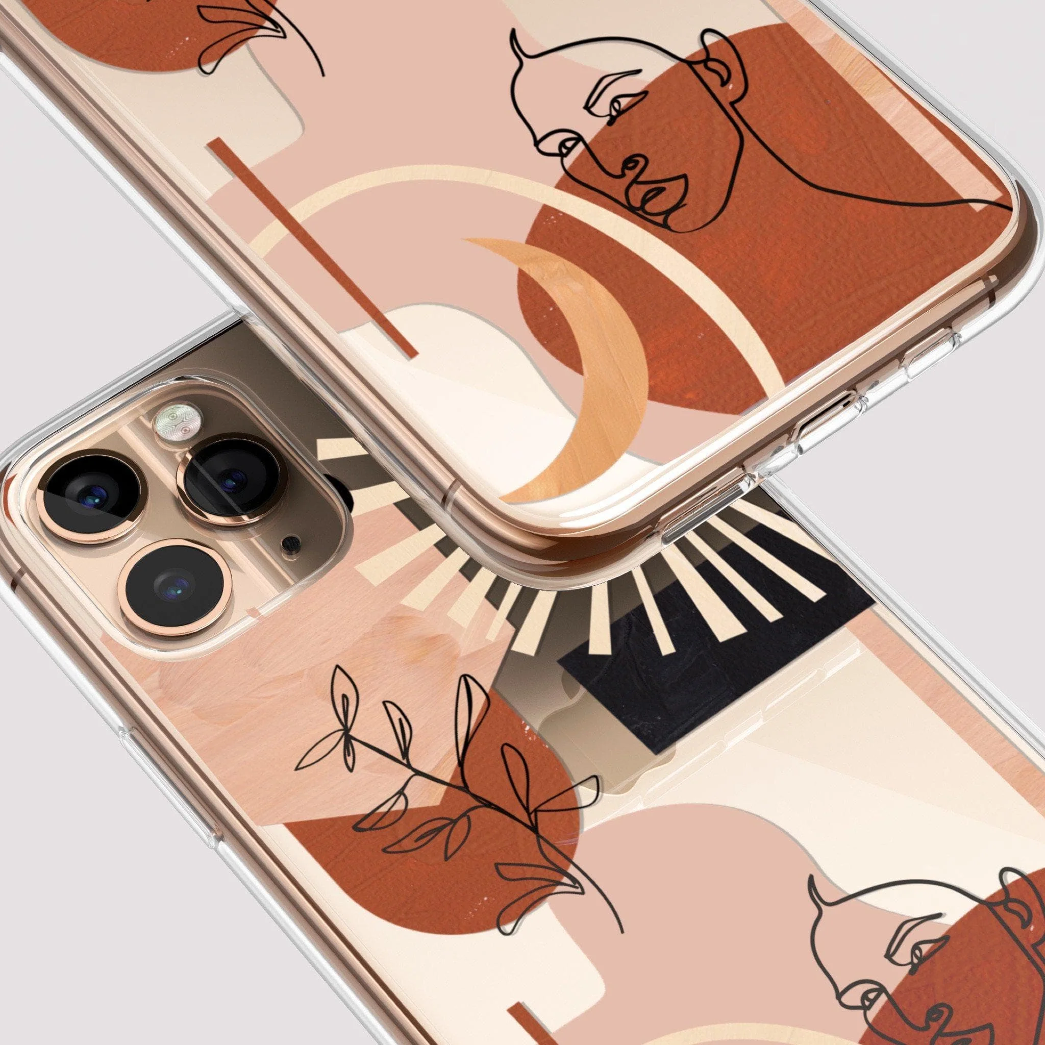 Modern Line Art Collage Clear Phone Case - Image 7