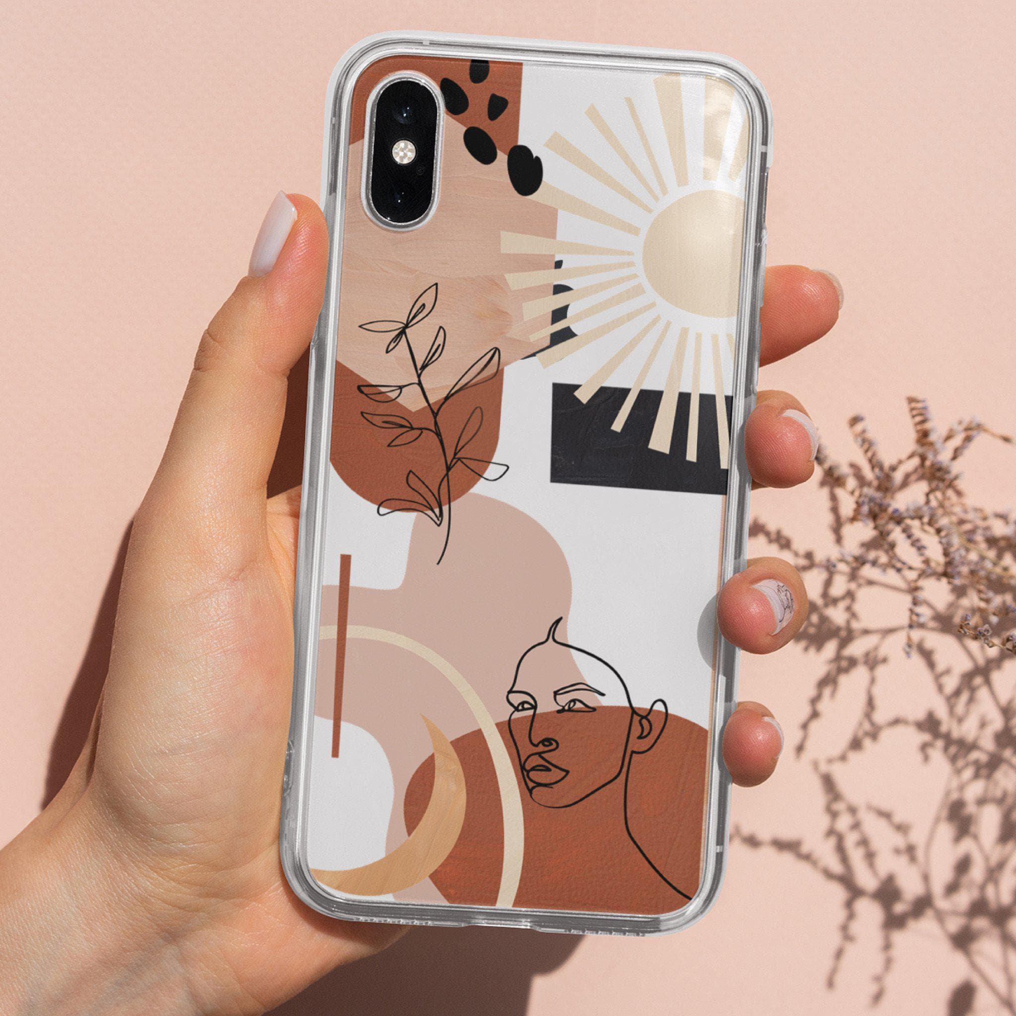 Modern Line Art Collage Clear Phone Case - Image 8
