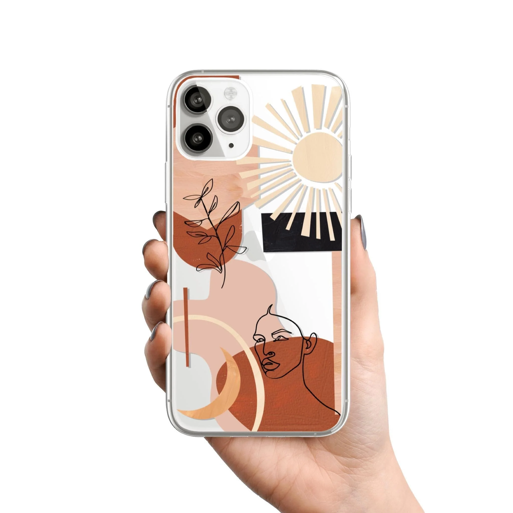 Modern Line Art Collage Clear Phone Case - Image 9