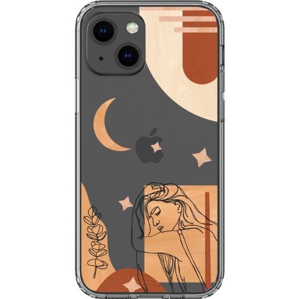 Modern Moon Line Art Collage Clear Phone Case - Image 11