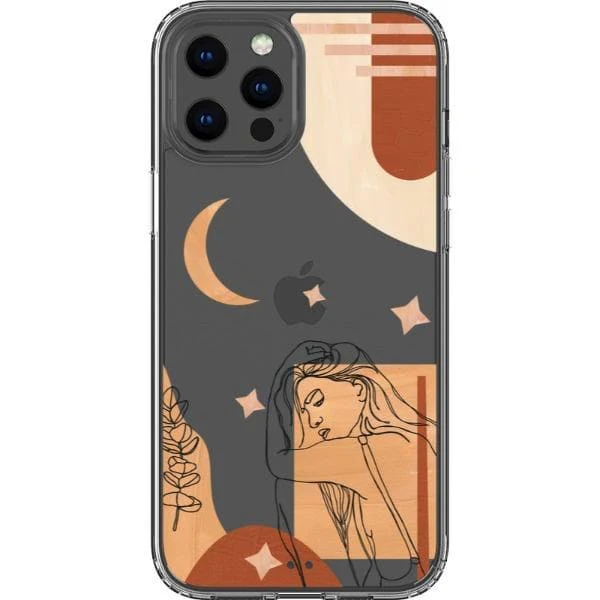 Modern Moon Line Art Collage Clear Phone Case - Image 13