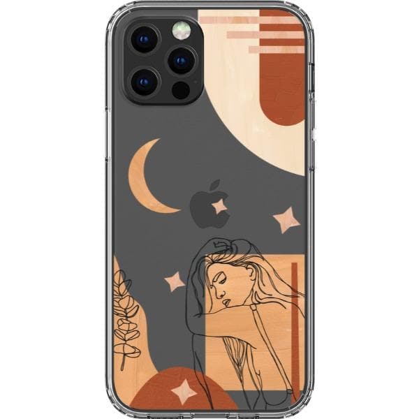 Modern Moon Line Art Collage Clear Phone Case - Image 14