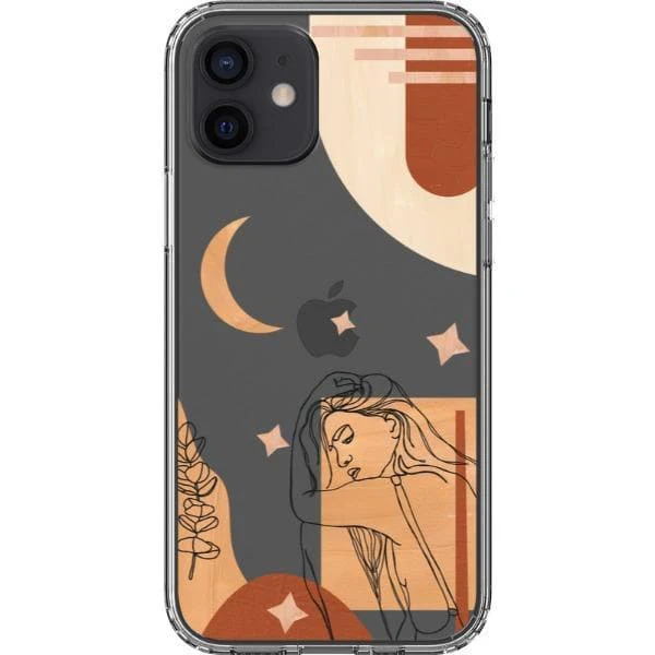 Modern Moon Line Art Collage Clear Phone Case - Image 15